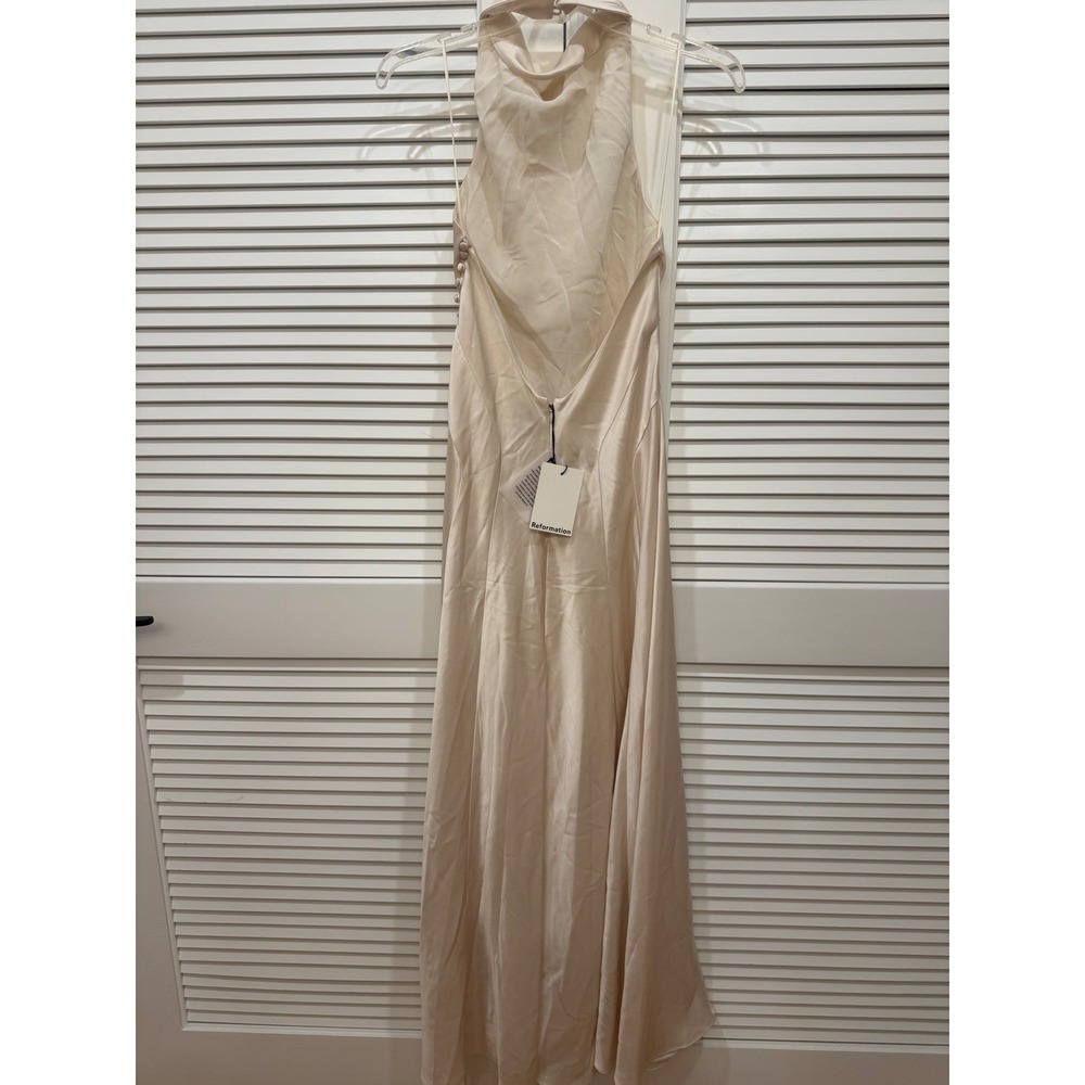 Reformation Roy Satin Maxi Dress Ivory Brand New Size 6 - Picture 8 of 8